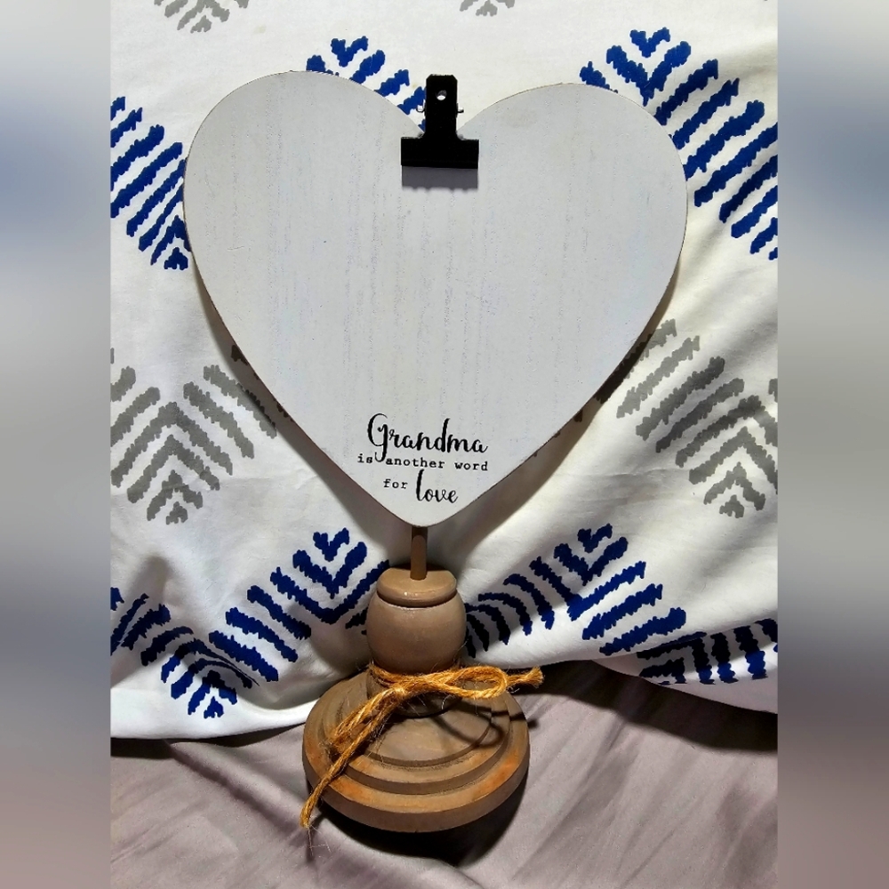 Heart-Shaped GRANDMA Wooden Photo Holder
